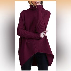Women's Burgundy Turtleneck Sweater